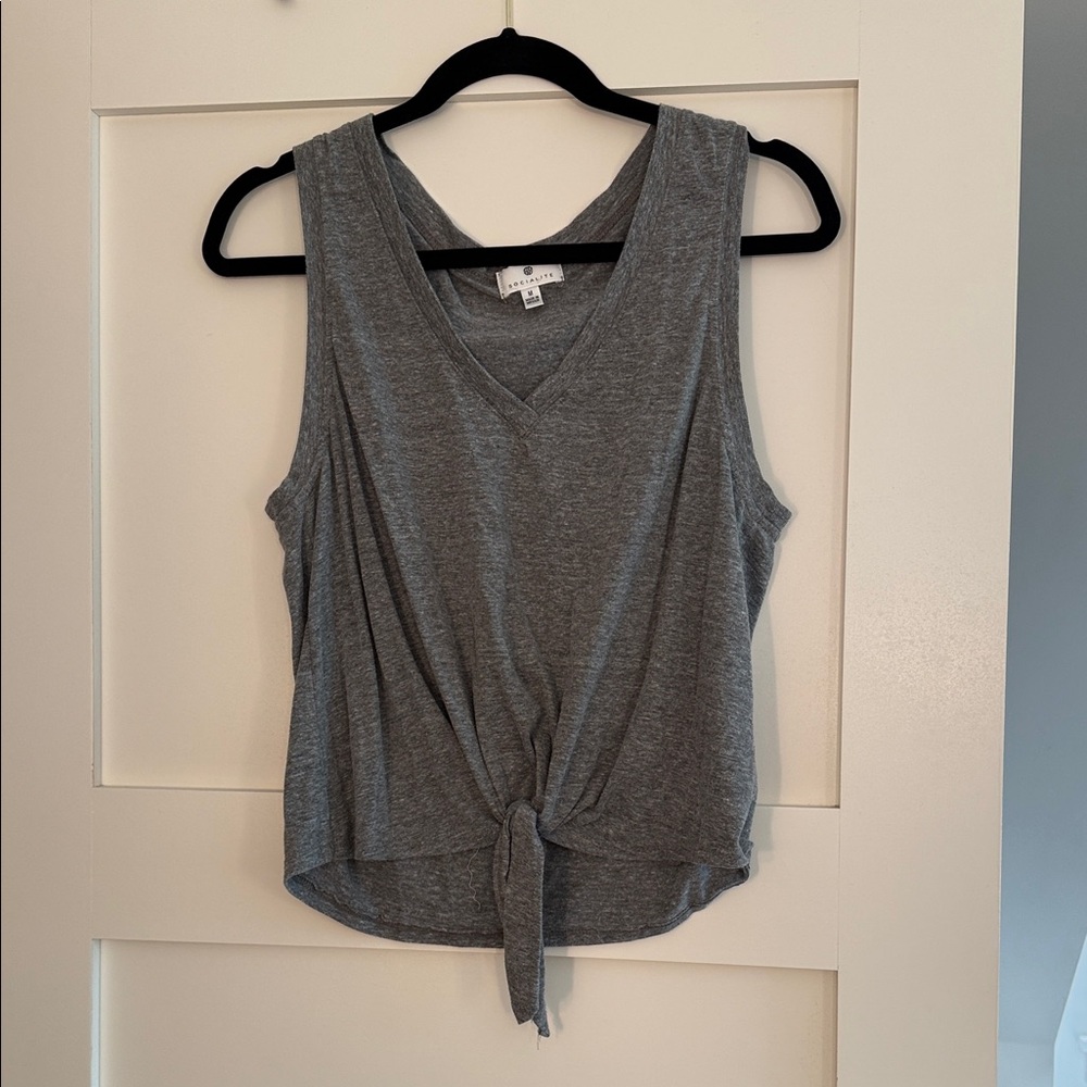 Socialite Charcoal Tie-Front Tank Top